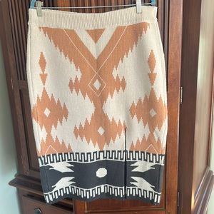 Shepler Shyanne Woman’s Aztec print skirt size Large Knit EUC